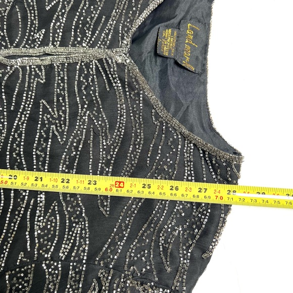 Landmark Vintage Elegant Silk Evening Jacket size L Black Beaded Sequins Regency - Picture 6 of 8